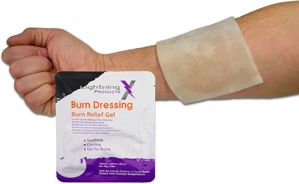 Lightning X Cooling Burn Relief Gel 4" x 4" Burn Dressing Sterile Trauma Hydrogel