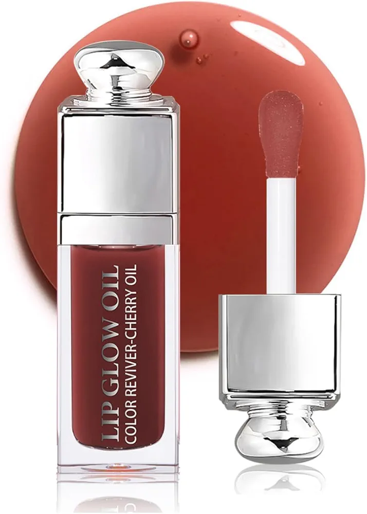 Hydrating Lip Glow Oil, Moisturizing Plumper Lip Gloss, Transparent Plumping Balm, Tinted Balm Care 0.2 OZ - 020 MAHOGANY