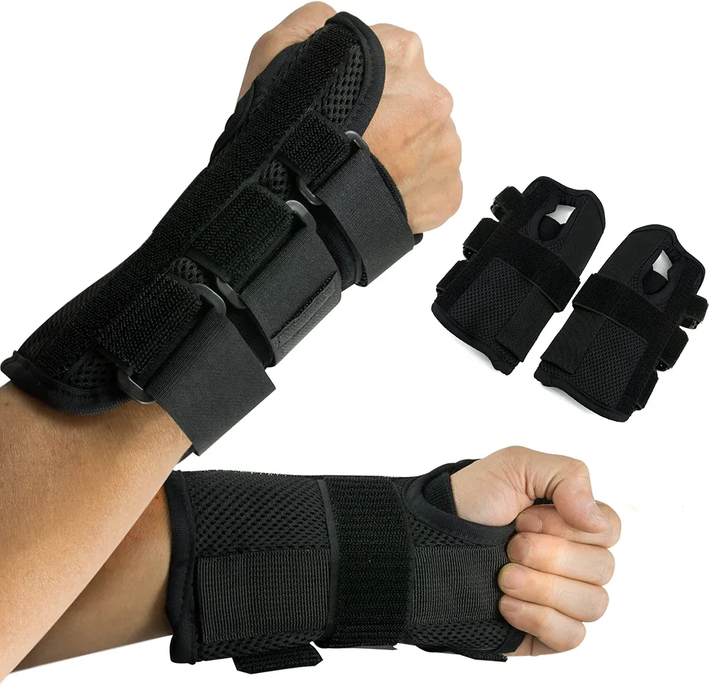 Wrist Brace, Carpal Tunnel Braces, Splint Supports, Right & Left Pair, Two (2), Small/Medium, Fitted Pain Relief, Reduced Recovery Time, Forearm Compression, Breathable, Sprain, Arthritis, Tendinitis