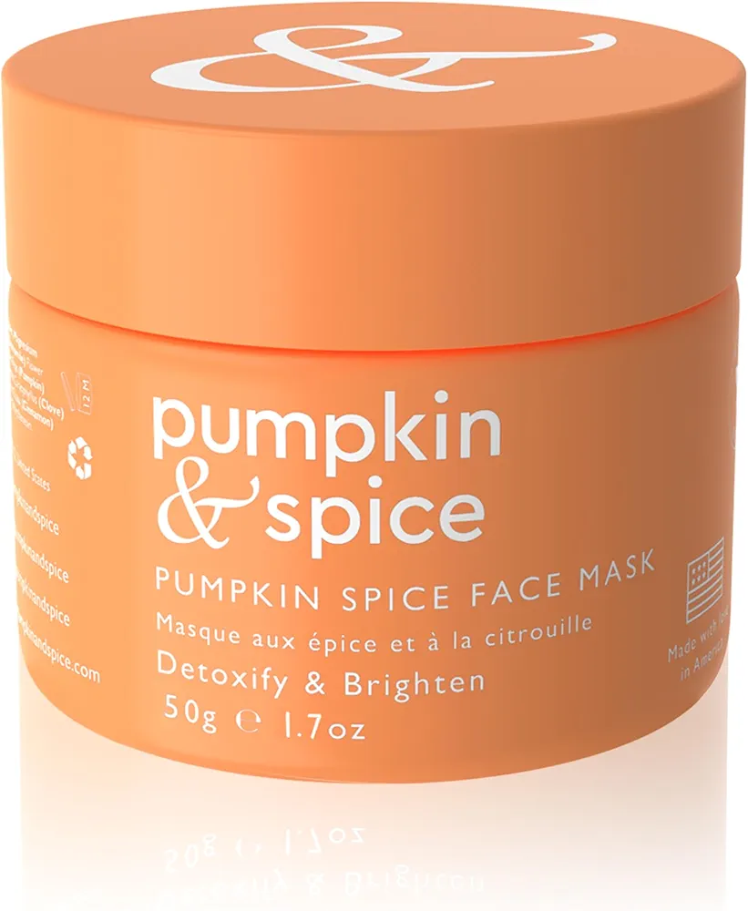 Pumpkin Spice Clay Enzyme Facial Mask - Removes Pimples, Pore Minimizer, Blackheads, Wrinkles, Breakouts, Hydrates, Tightens, Brightens, Organic Pumpkin Seed Oil Dermal Body Purifying 50g