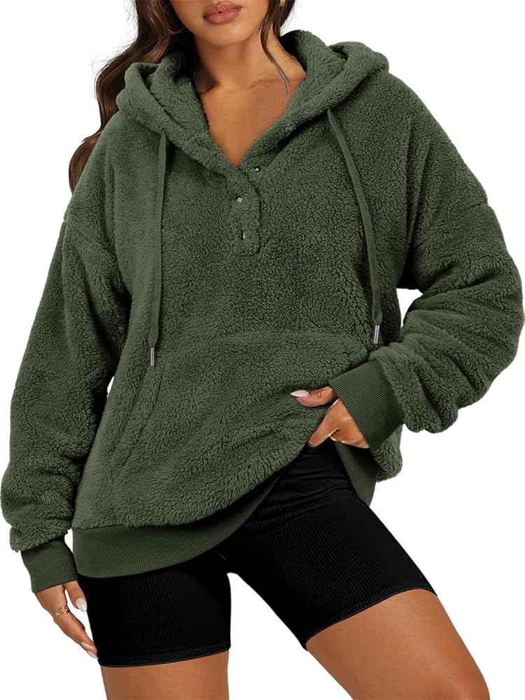 onlypuff Sherpa Pullover Sweaters for Women Fleece Sweatshirts Winter Warm Tunic Tops Pullover