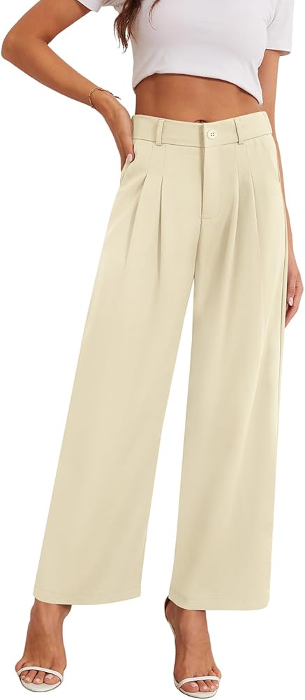 Women's Wide Leg Pants Elastic High Waist Business Casual Pants for Women