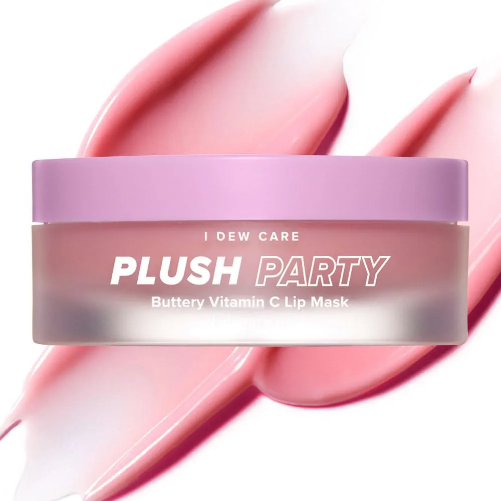 I Dew Care Buttery Vitamin C Lip Sleeping Mask | Plush Party Glass Lip Moisturizing Balm, With Cocoa Butter For Dry Lips, 0.42 Oz