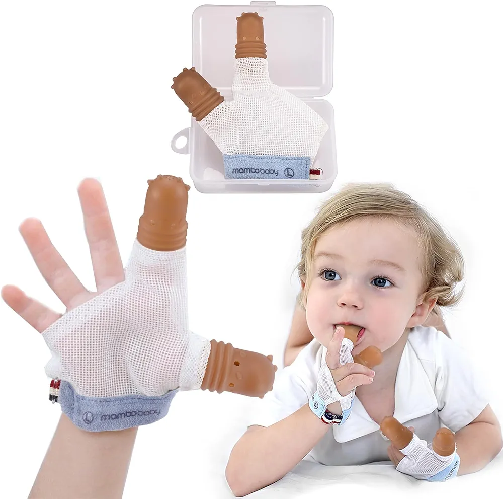 Thumb Sucking Stop for Kids - 2-3 Years Old - Silicone Finger Guard for Thumb Sucking with Breathable Mesh Adjustable Thumb Sucking Treatment Kit for 12 Months, Large, Blue