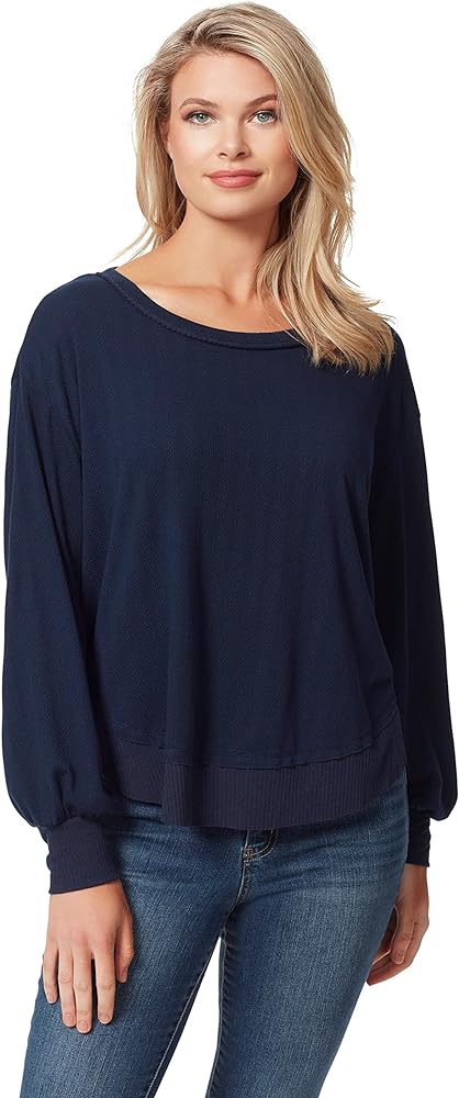 Jessica Simpson Womens Ribbed Crew Neck Pullover Top