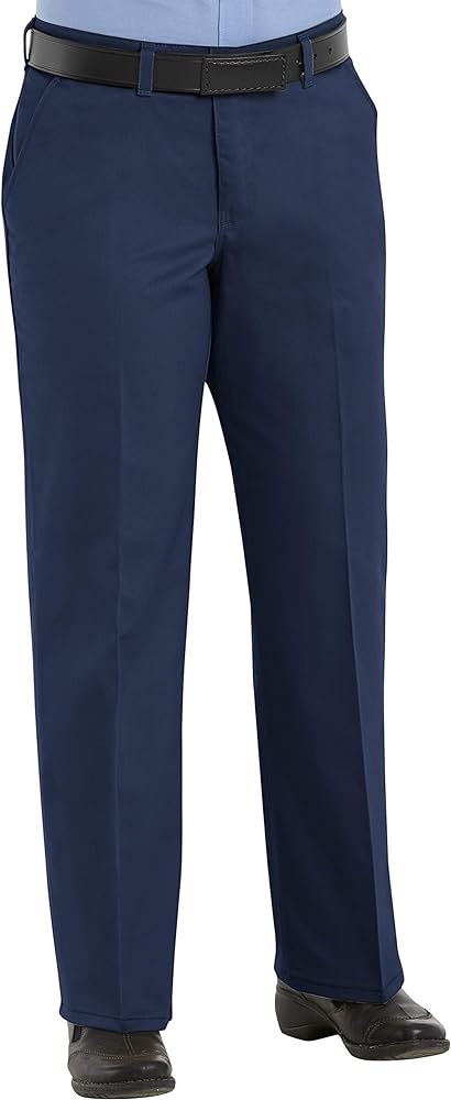 Red Kap Women's Plain Front Cotton Work Pant, Navy, 18W x 32L