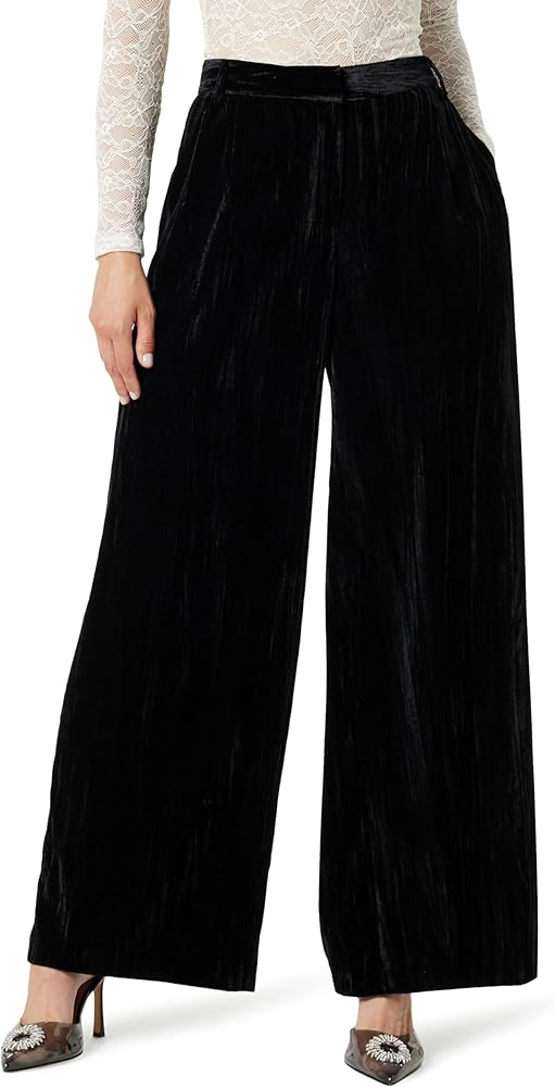 The Drop Women's Standard Lucia Wide Leg Velvet Trouser