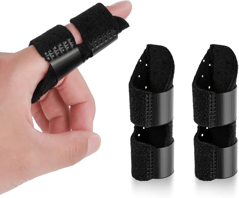 2PCS Finger Splint Middle Finger Cast, Finger Support Brace, Trigger Splint for Finger Thumb/Index/Middle/Ring/Pinky, Black