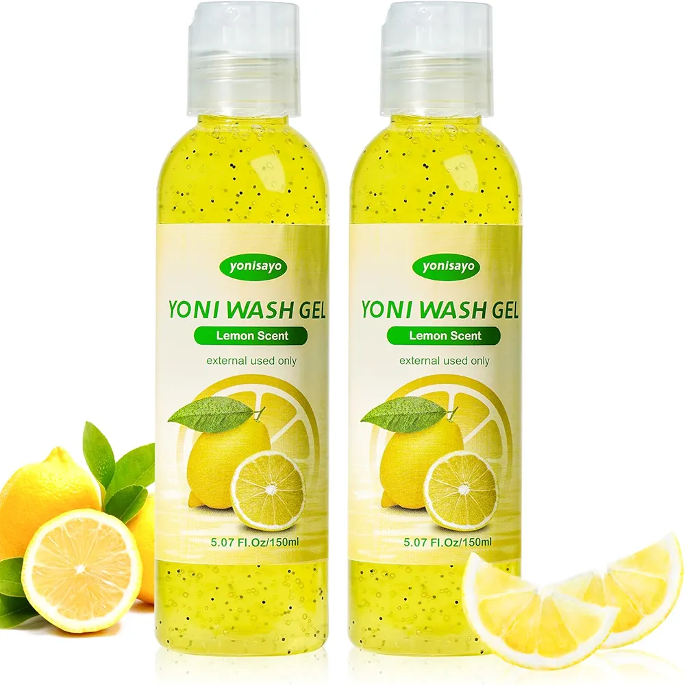 Yoni Wash Set of 2, Natural Feminine Wash for Women Ph Balance, Organic Yoni Body Wash Vaginal Wash for Intimate Deodorant Remove Odor Moisturizing, Lemon Scent