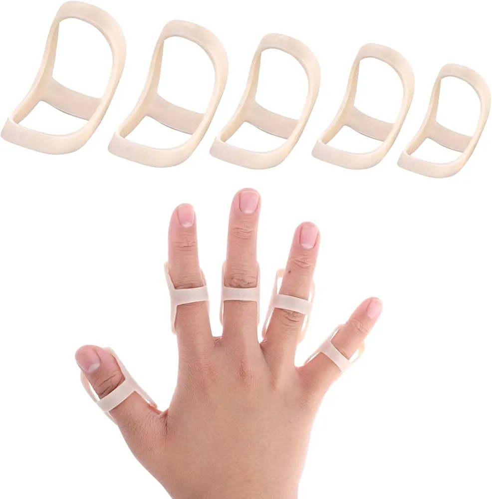 5Pcs White Oval Finger Splint, Finger Support Trigger Finger Splint Finger Straightener Brace for Trigger/Mallet/Arthritis/Straightening, Finger Brace SupportFor Thumb Middle Pinky , Finger Supports