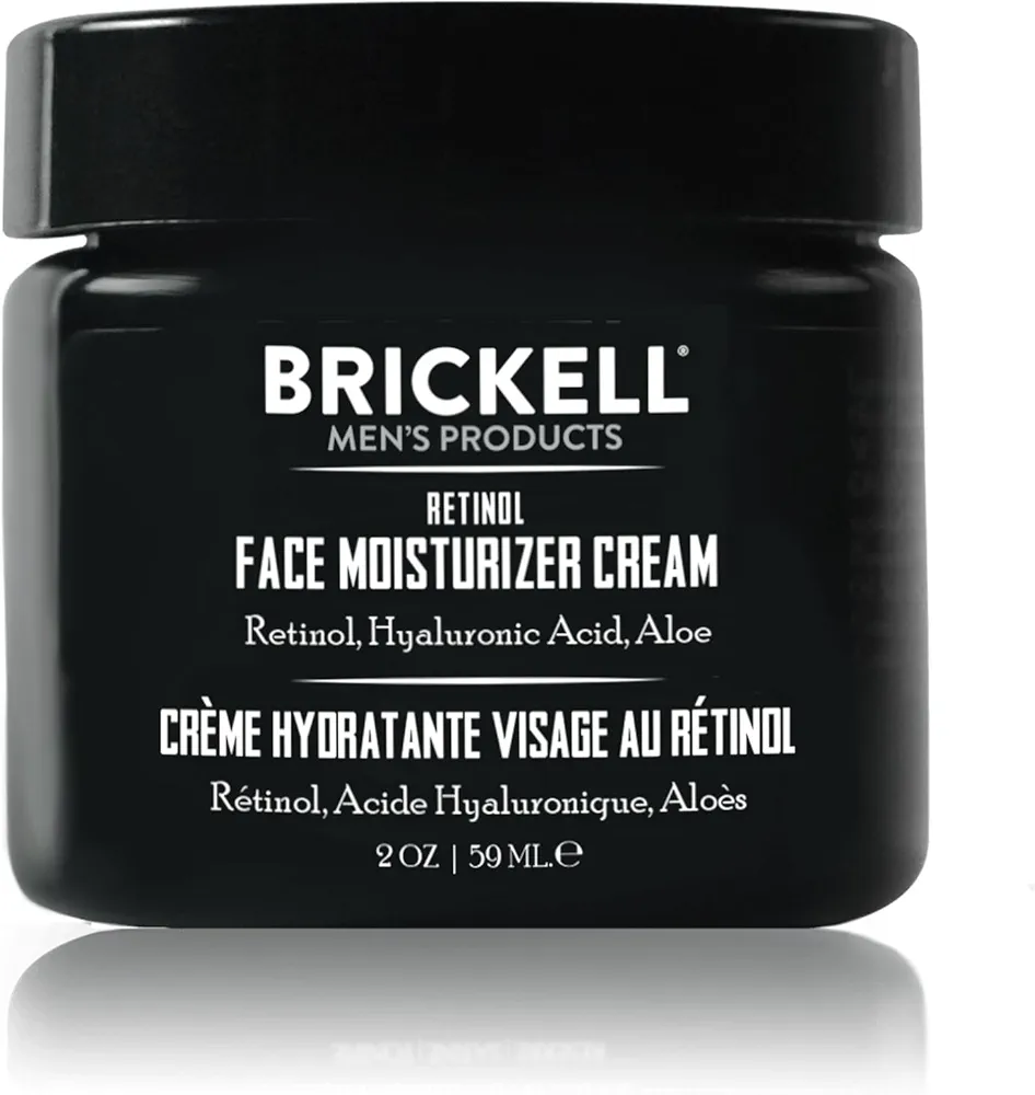 Brickell Men's Retinol Face Moisturizer Cream For Men, Natural & Organic, Anti-Wrinkle Face Night Cream with Retinol & Hyaluronic Acid To Reduce Fine Lines and Even Skin Tone, Fragrance-Free, 2 Ounce