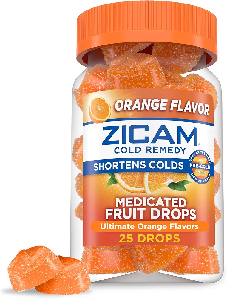 Zicam Cold Remedy Zinc Medicated Fruit Drops, Ultimate Orange, 25 Count (Pack of 1)