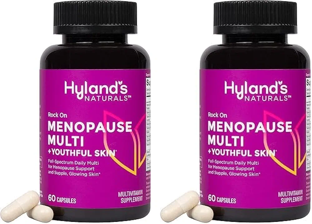 Hyland's Rock On Menopause + Youthful Skin Care Multivitamin for Women with Immune Support - 60 Capsules - Menopause Relief for Women with Biotin, Collagen, and Red Clover (Pack of 2)