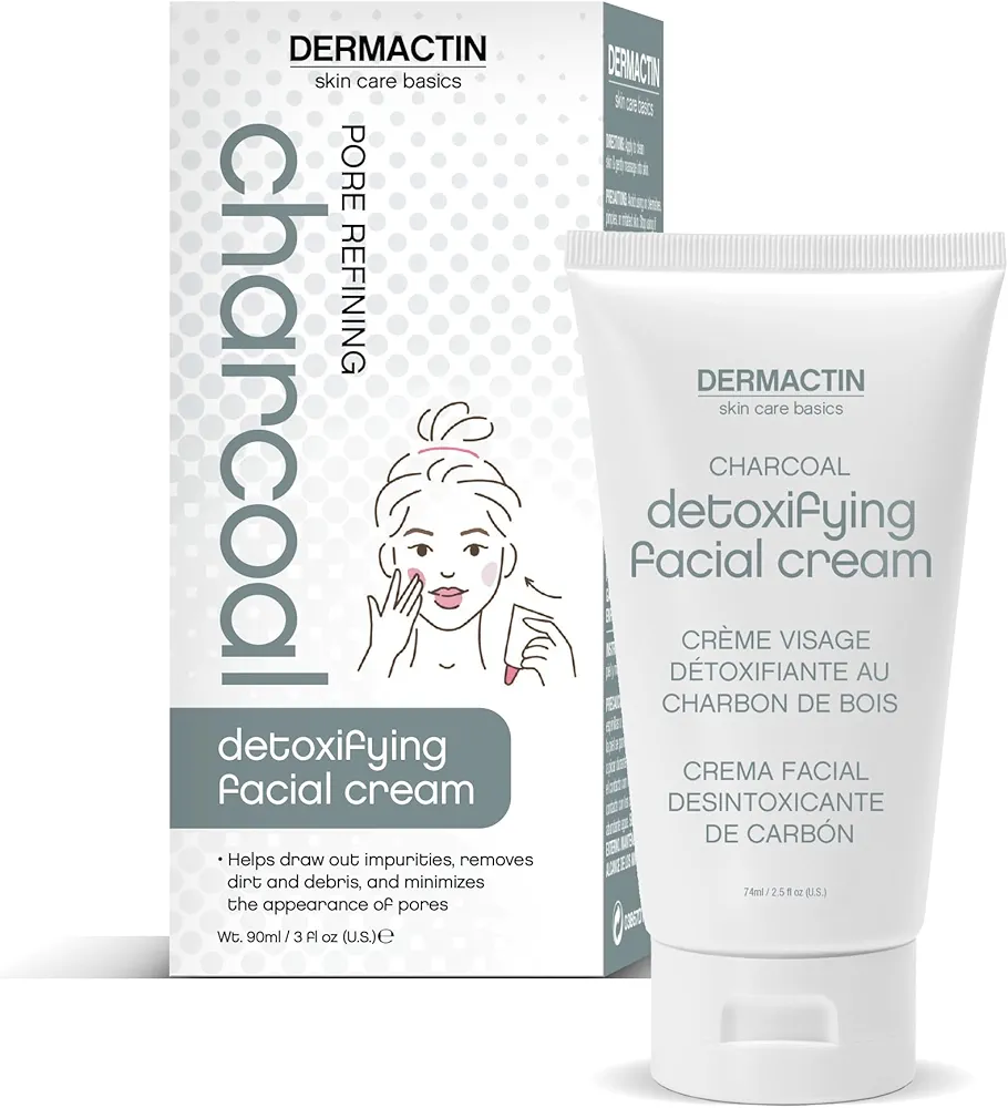 Skin Care Basics Pore Refining Charcoal Detoxifying Facial Cream 3 oz. - Hydrating Facial Cleanser Cream, Pore Minimizing Moisturizer Cream