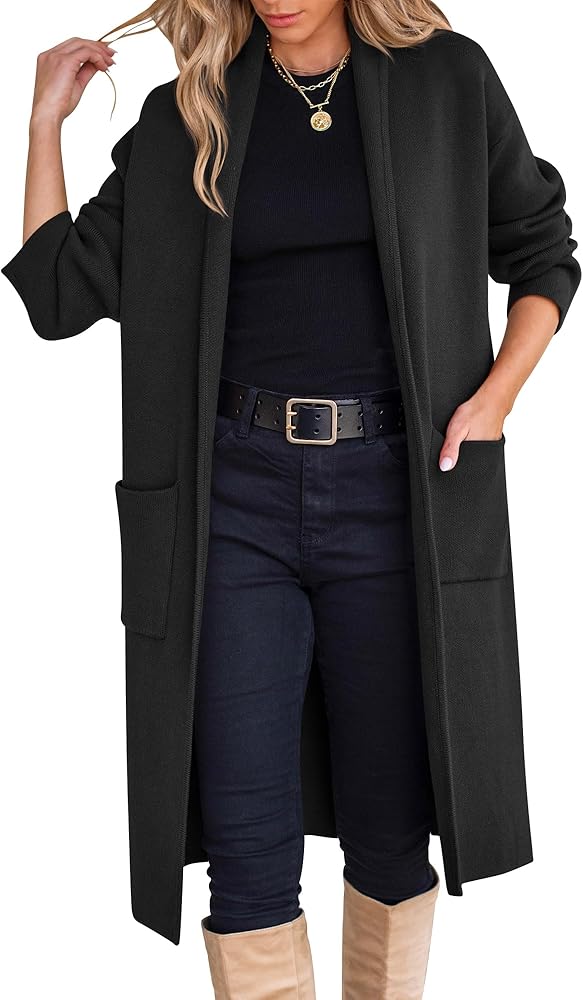 ANRABESS Women's Cardigan Long Sweater Oversized Open Front Knit Duster Coat 2024 Trendy Lady Fall Coatigan Outerwear