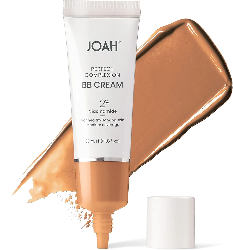 JOAH Beauty Perfect Complexion BB Cream with Hyaluronic Acid and Niaciminade, Korean Makeup with Medium Buildable Coverage, Evens Skin Tone, Lightweight, Semi Matte Finish, Tan with Warm Undertones