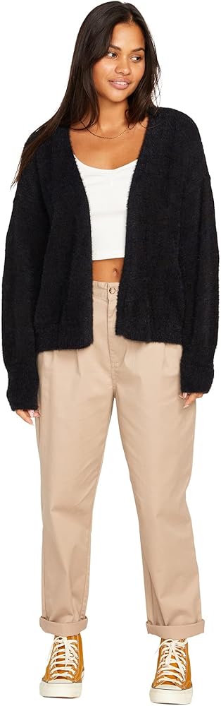 Volcom Women's Regular Lived in Lounge Open Front Throw Sweater