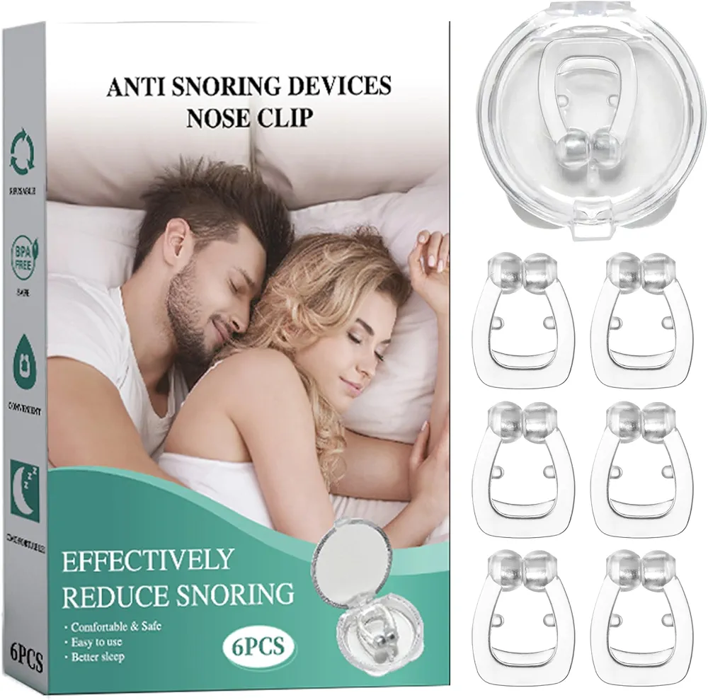 Anti-Snoring Devices - Silicone Anti Snore Nose Clip(6pcs) Magnetic Stop Snoring Devices, Effective Snoring Solution Comfortable for Men and Women, White