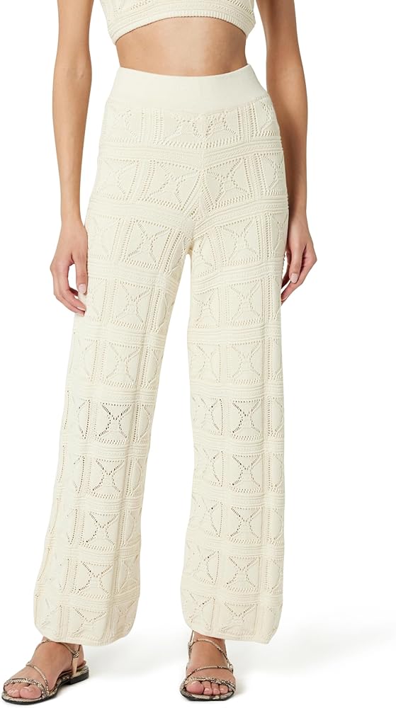 The Drop Women's Diza Pull on Flare Leg Crochet Pant