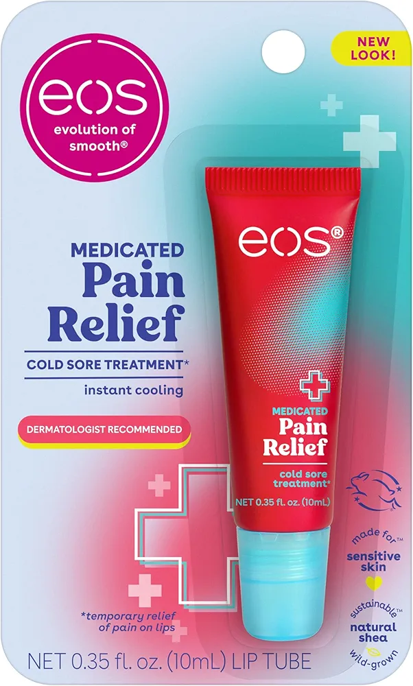 eos Medicated Lip Balm - The Fixer | Lip Care to Repair and Protect Chapped and Dry Lips | Instant Cooling and Pain Relief with Natural Ingredients | 0.35 oz