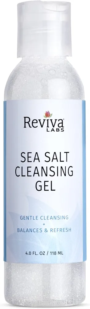 Reviva's Sea Salt Cleansing Gel 4.0 fl oz | A Gentle Face Wash That's Mildly Exfoliating Yet Gentle for All Skin Types | Fragrance-Free, No Colorants | Clean, Cruelty-Free