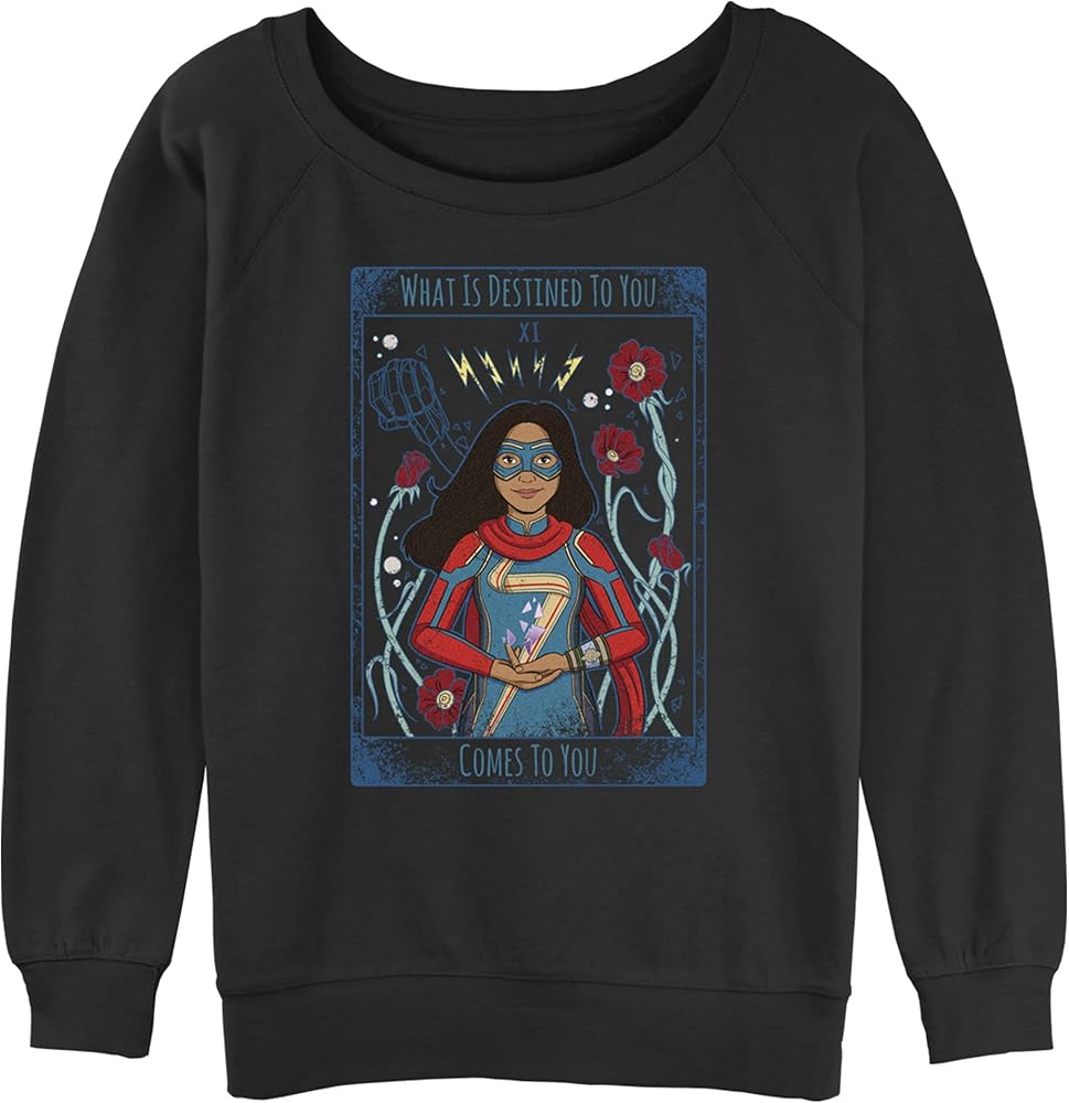 Marvel Women's Ms Destined Junior's Raglan Pullover with Coverstitch