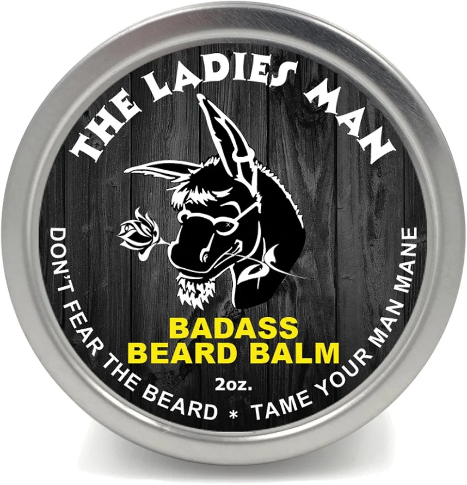 Badass Beard Care Beard Balm - The Ladies Man Scent, 2 Ounce - All Natural Ingredients, Soften Hair, Hydrate Skin to Get Rid of Itch and Dandruff, Promote Healthy Growth