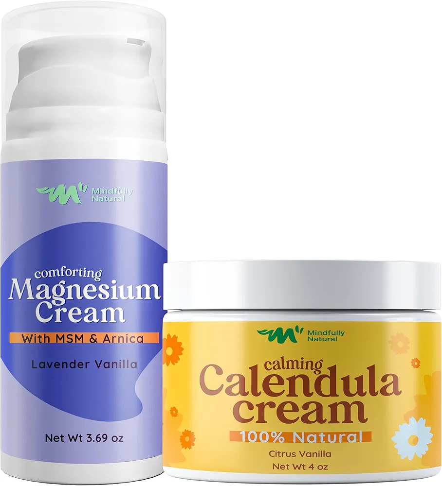 Day & Night Bundle - Magnesium Cream for Sleep (Lavander Vanilla) and Calendula Soothing Cream