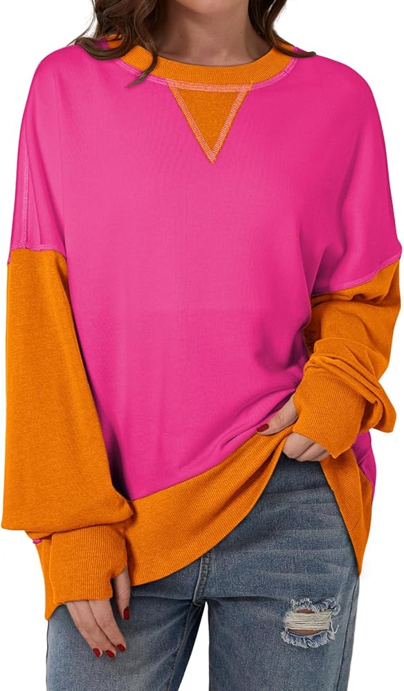 SHEWIN Womens Sweatshirt Casual Long Sleeve Crewneck Pullover Sweatshirts Fall Fashion Clothes 2024