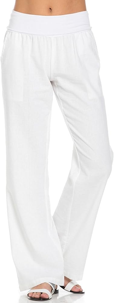 Women's Comfy Fold Over Linen Pants