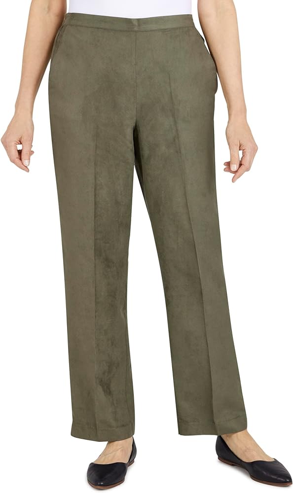 Alfred Dunner Women's Womens Suede Pull-On Straight Leg Pant in Regular Length