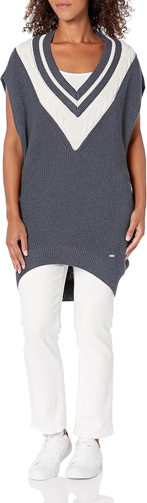 Armani Exchange Women's Wool Blend Deep V Oversized Sweater Vest