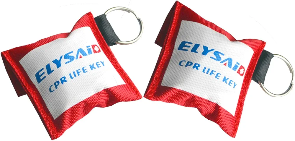 2 pcs ELYSAID CPR Keychain Transparent One-Way Vavel Training Mask & Transparent Glove (2)