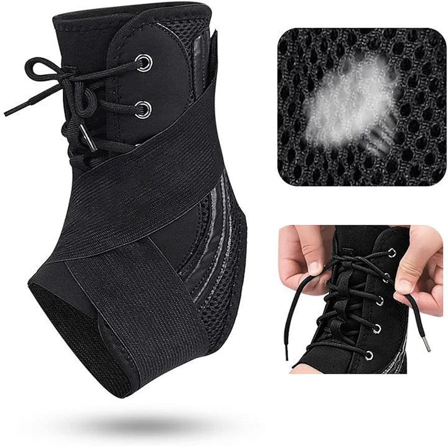 Men Women Feet Support Stabilizer Lace Up Ankle Brace Compression Sleeve Adjustable Leg Splints Immobilizer Wrap Guard