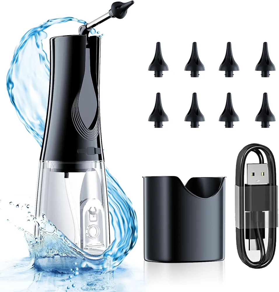 Water Powered Ear Cleaner Kit - Electric Ear Cleaning IPX7 Waterproof Irrigation Flushing System, Safe & Effective for Ear Wax Buildup, 3 Pressure Modes & 8 Tips