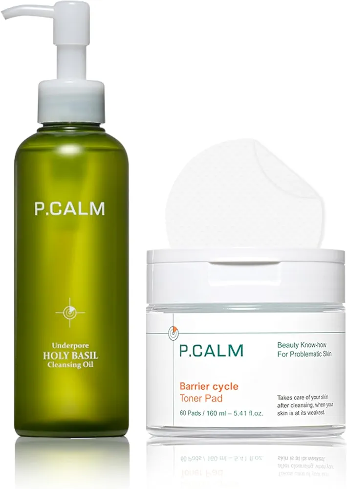 P.CALM Blackhead & Pore Control Special Duo | Korean Viral Blackhead Removing Cleansing Oil with Pore Control Toner Pads