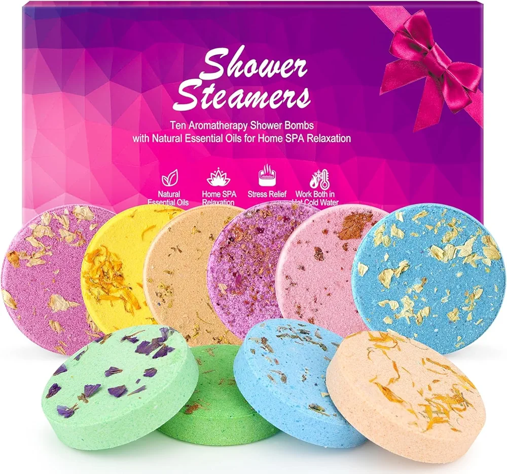 Pack of 10 Shower Steamers Gifts for Mom, Mothers Day Gifts, Shower Bath Bombs with Essential Oils for Self Care & SPA Relaxation, Stress Relief, Birthday Gifts for Women Men,Gifts for Her…