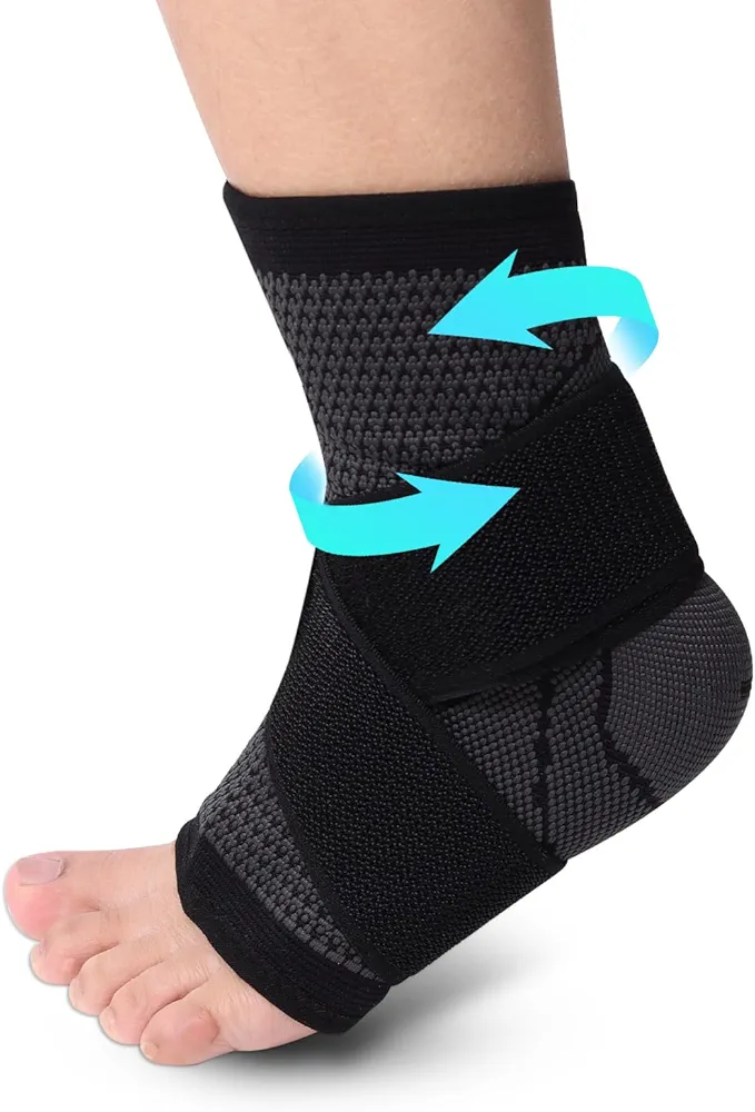 Ankle Brace, Achilles & Plantar Fasciitis Relief Compression Sleeve, Foot Brace with Ankle Support Strap for Women and Men, Heel Protector Wrap for Pain, Tendonitis & Sprain