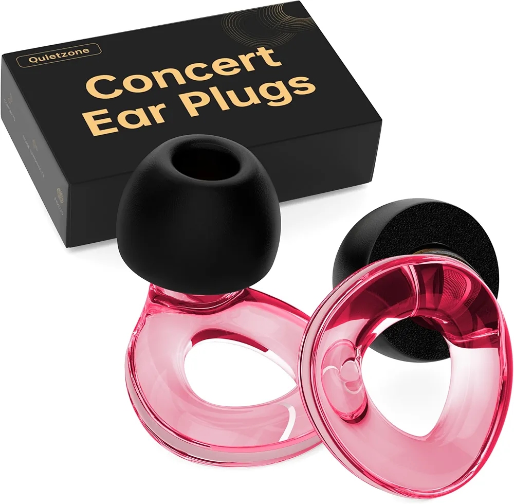 Ear Plugs for Concerts, QuietZone High Fidelity Hearing Protection for Concerts and Musicians, Reusable Silicone Ear Plugs for Work, Sleep, 30 dB Noise Cancelling（Pink）