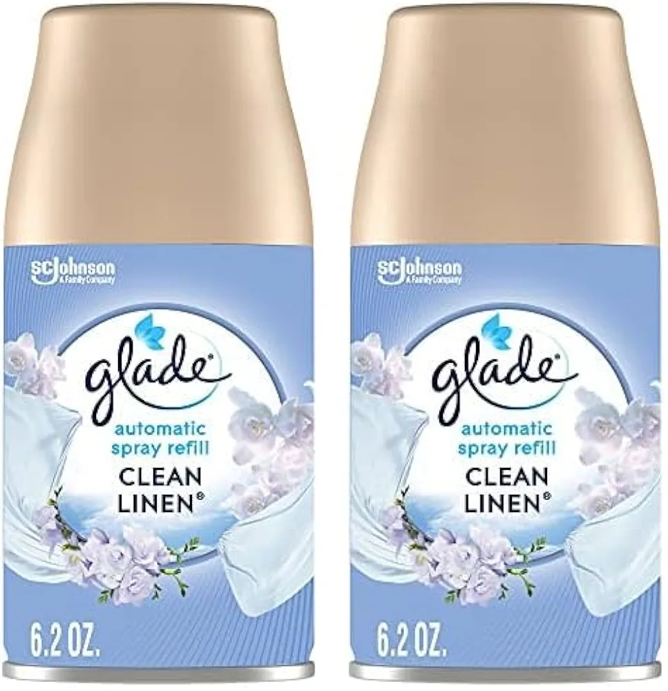 Glade Automatic Spray Refill, Air Freshener for Home and Bathroom, Clean Linen, 6.2 Oz (Pack of 2)