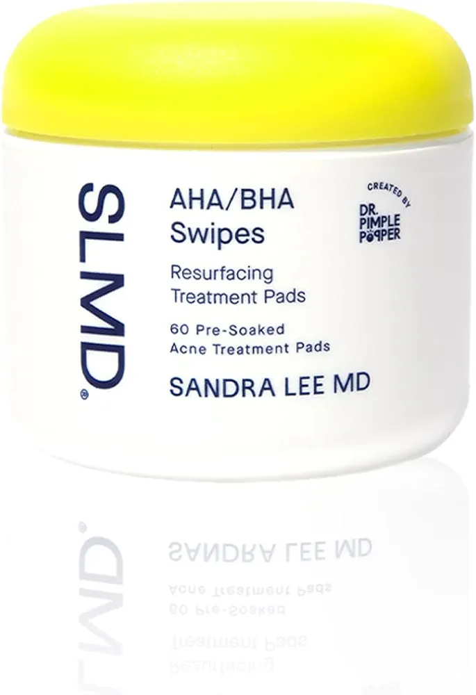 SLMD by Dr. Pimple Popper - AHA/BHA Swipes - Daily Resurfacing Pads for Face and Body - Exfoliate, Resurface, and Treat and Prevent Acne