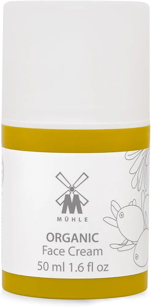 MÜHLE ORGANIC Face Cream | Natural Moisturizer w Shea Butter, Aloe Vera & Essential Oils | For All Skin Types | BDIH Certified | 100% Vegan |50mL (1.69 oz) Bottle