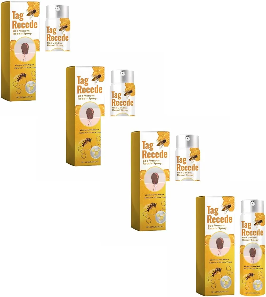 Tag Recede Bee Venom,1/2/3/4/5 Pcs Tag Recede, Tag Recede Bee Venom Spray for All Skin (4Pcs)