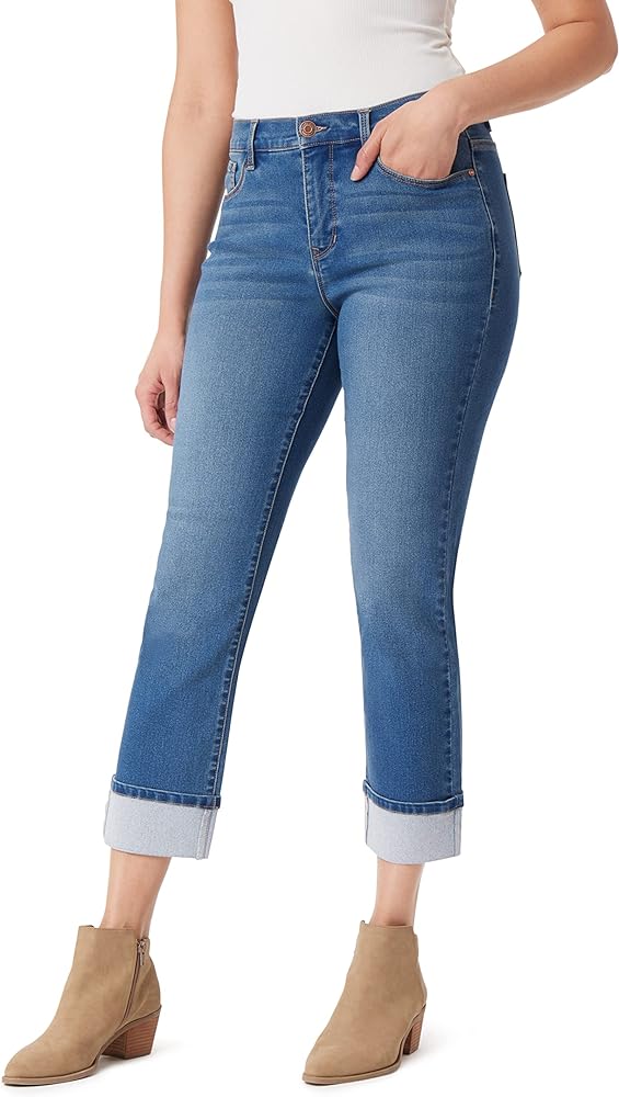 Angels Forever Young Women's Forever Deep Roll Cuff Ankle High-Rise Jeans