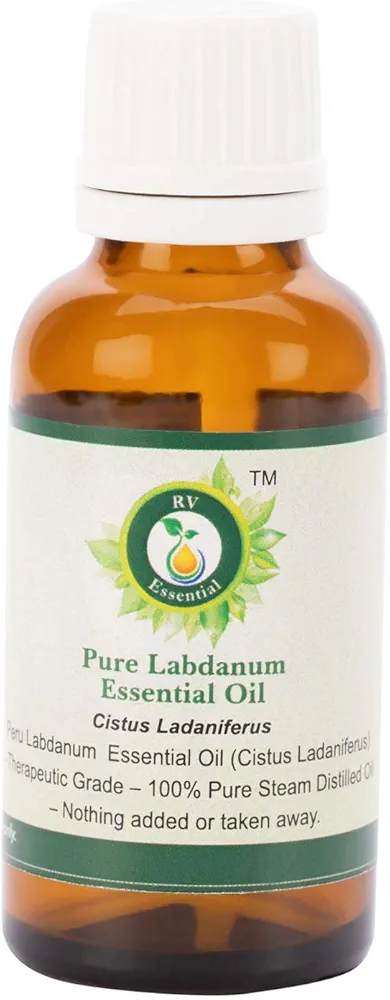 R V Essential Pure Labdanum Essential Oil 10ml (0.338oz)- Cistus Ladaniferus (100% Pure and Natural Steam Distilled)