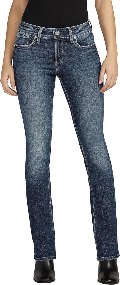 Silver Jeans Co. Women's Elyse Mid Rise Comfort Fit Slim Bootcut Jeans