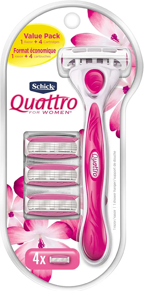 Schick Quattro Womens Value Pack with 1 Razor and 4 Razor Blade Refills