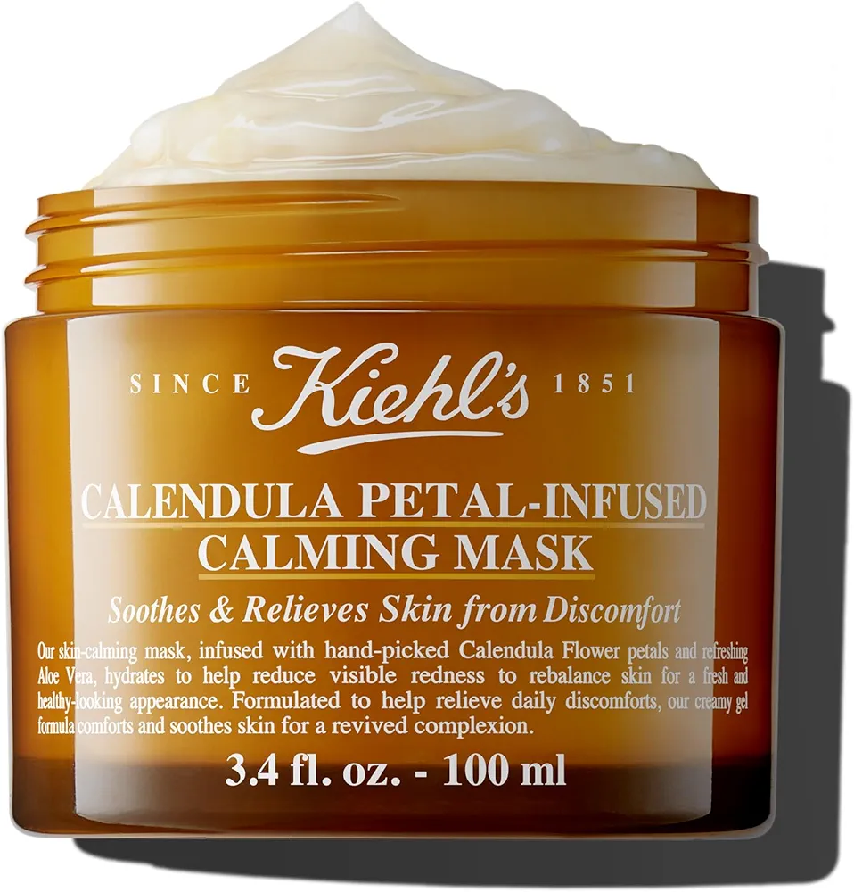 Kiehl's Calendula Petal Infused Calming Mask, Hydrating & Soothing Gel Face Mask for All Skin Types, Refreshes Dry Skin, with Calendula & Aloe Vera, Paraben-free, Fragrance-free