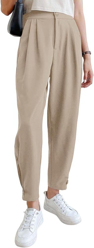 SySea Women's Pleated Dress Pants Casual High Waisted Straight Leg Work Office Trousers