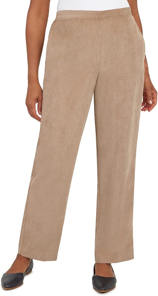 Alfred Dunner Women's Womens Corduroy Pull-On Straight Leg Short Length Pant